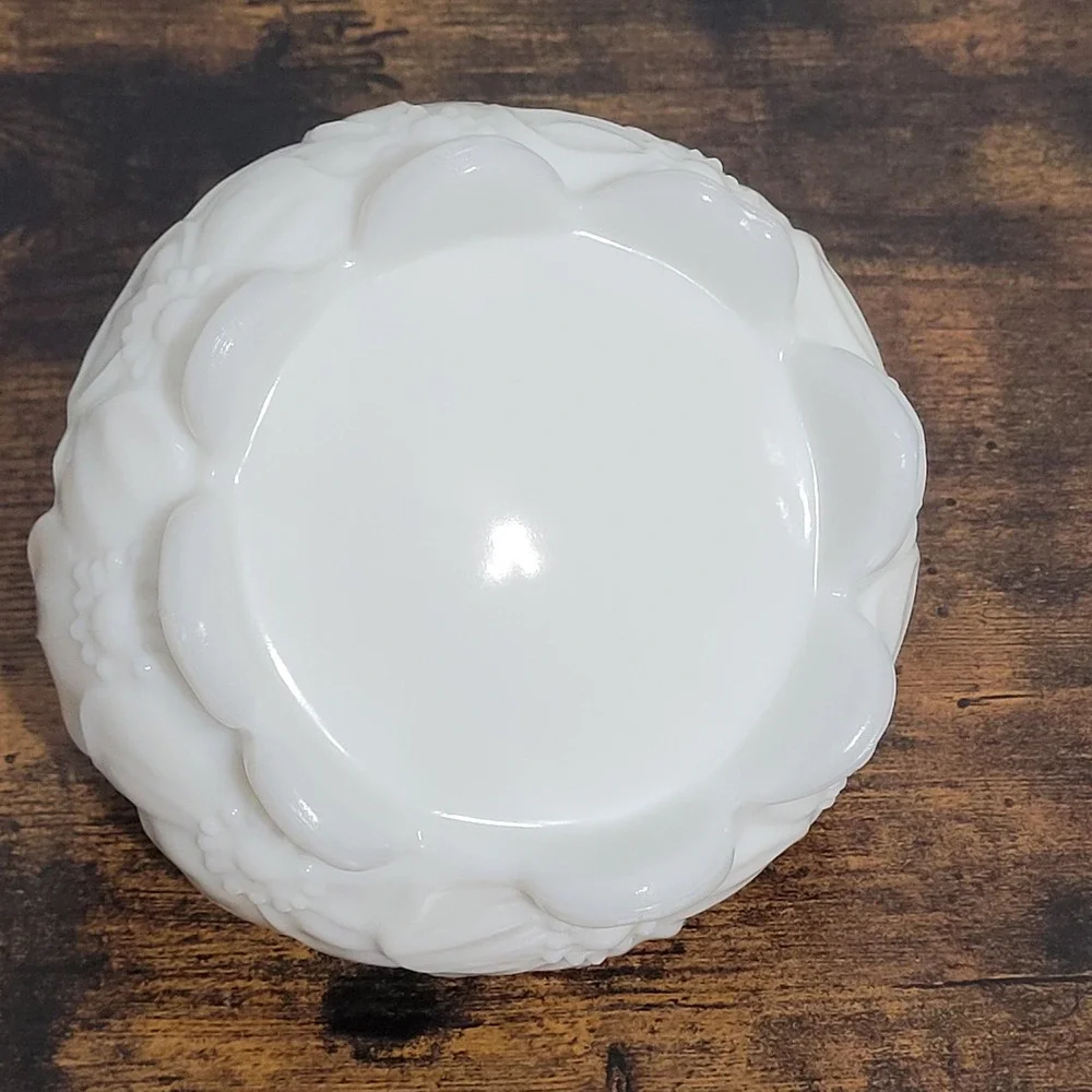 Vtg Westmoreland Milk Glass Pansy‎ Dogwood Split Handle Basket Bowl Candy Dish